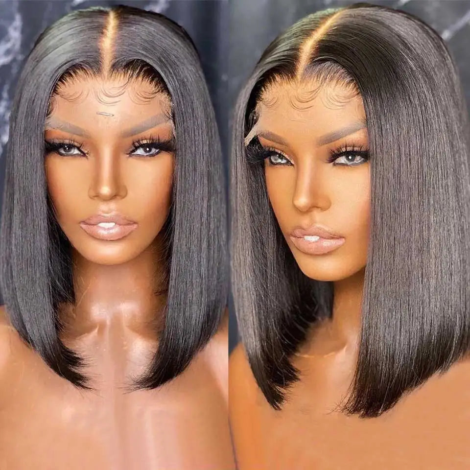 Perruque Ready To Wear Glueless Wigs Brazilian Bone Straight Short Bob Human Hair Wigs Pre Plucked 13x4 HD Transparent Cheap Wig