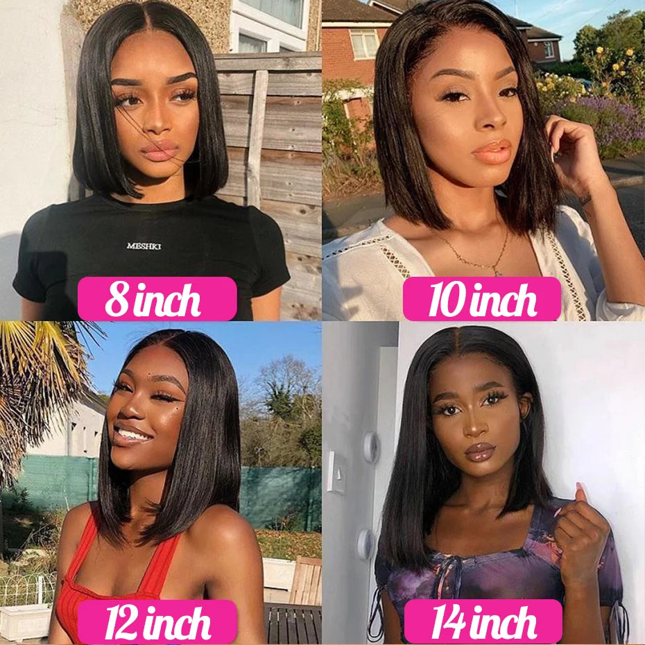 Perruque Ready To Wear Glueless Wigs Brazilian Bone Straight Short Bob Human Hair Wigs Pre Plucked 13x4 HD Transparent Cheap Wig