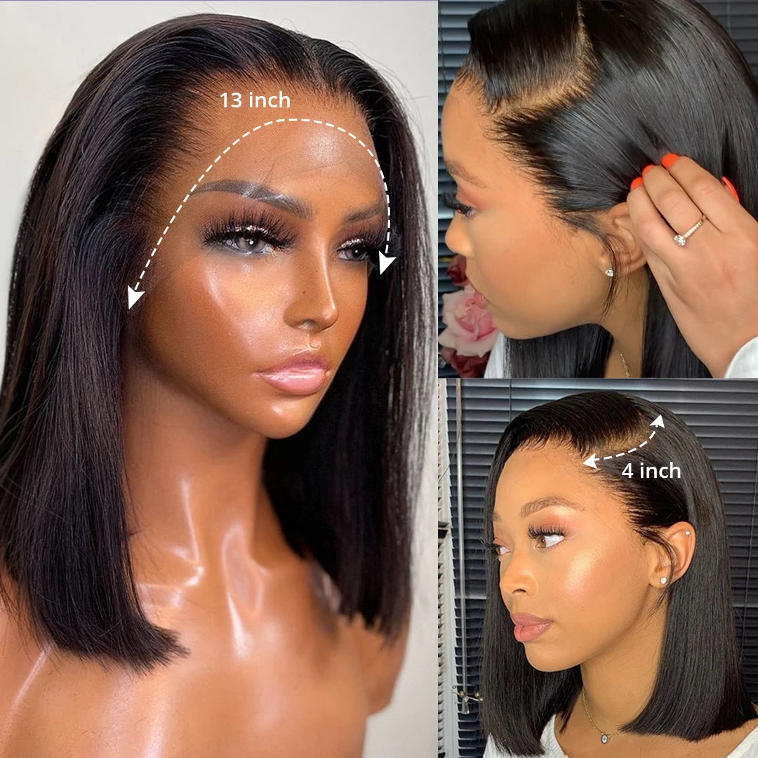 Perruque Ready To Wear Glueless Wigs Brazilian Bone Straight Short Bob Human Hair Wigs Pre Plucked 13x4 HD Transparent Cheap Wig