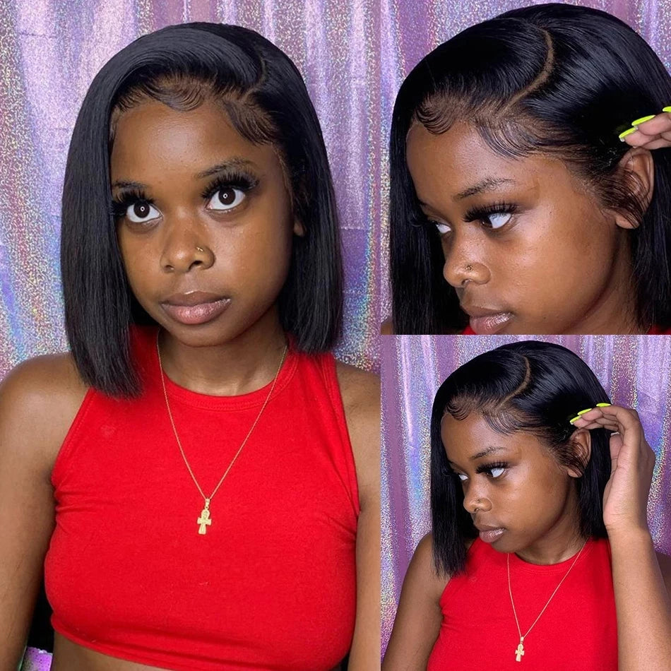 Perruque Ready To Wear Glueless Wigs Brazilian Bone Straight Short Bob Human Hair Wigs Pre Plucked 13x4 HD Transparent Cheap Wig