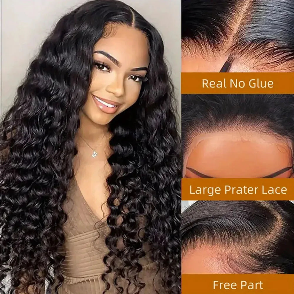 250% Density Glueless Deep Curly Wave Wig Ready To Wear 5x5 HD Lace Closure Wig Pre Cut No Glue 13x4 13x6 Human Hair Wigs Women