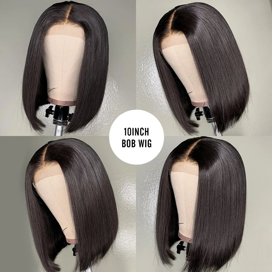 Perruque Ready To Wear Glueless Wigs Brazilian Bone Straight Short Bob Human Hair Wigs Pre Plucked 13x4 HD Transparent Cheap Wig