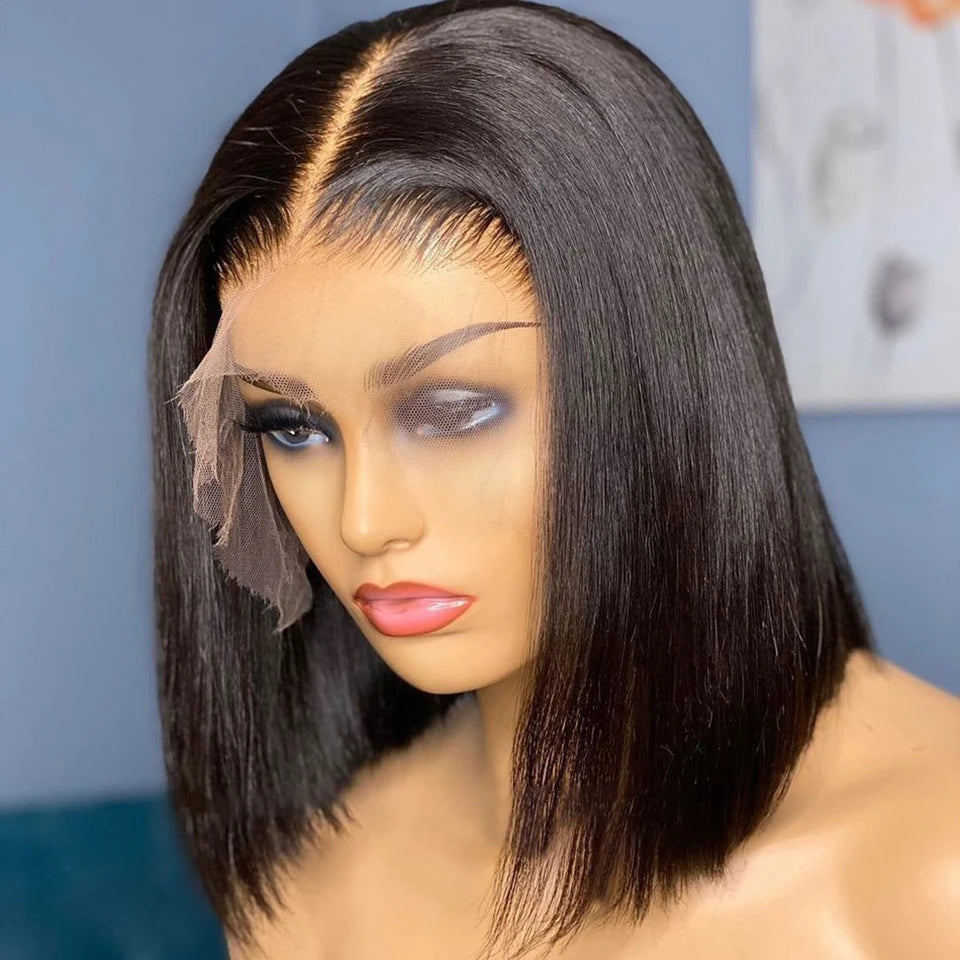 Perruque Ready To Wear Glueless Wigs Brazilian Bone Straight Short Bob Human Hair Wigs Pre Plucked 13x4 HD Transparent Cheap Wig