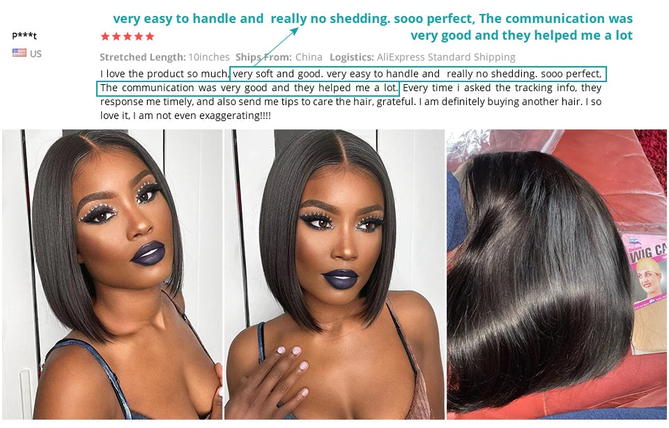 Wear And Go Glueless Short Bob Wigs Brazilian Straight HD Transparent Lace Front Human Hair Wigs Perruque Cheveux Humain 180%