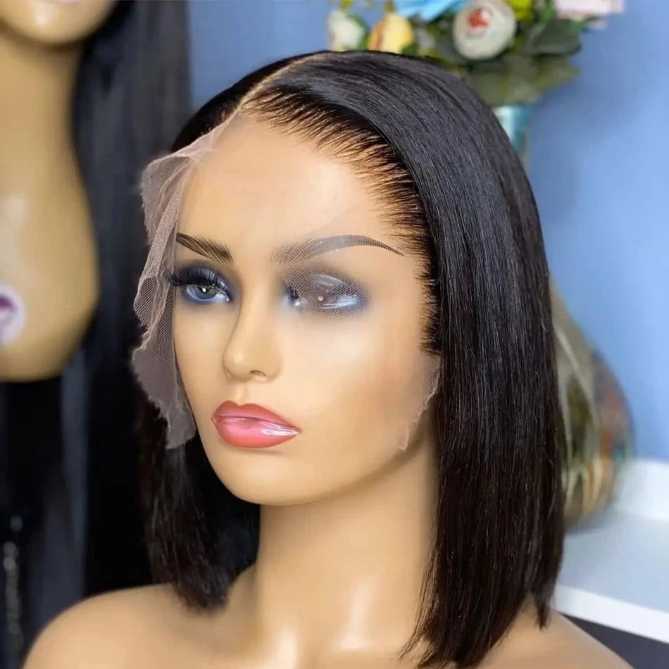 Perruque Ready To Wear Glueless Wigs Brazilian Bone Straight Short Bob Human Hair Wigs Pre Plucked 13x4 HD Transparent Cheap Wig