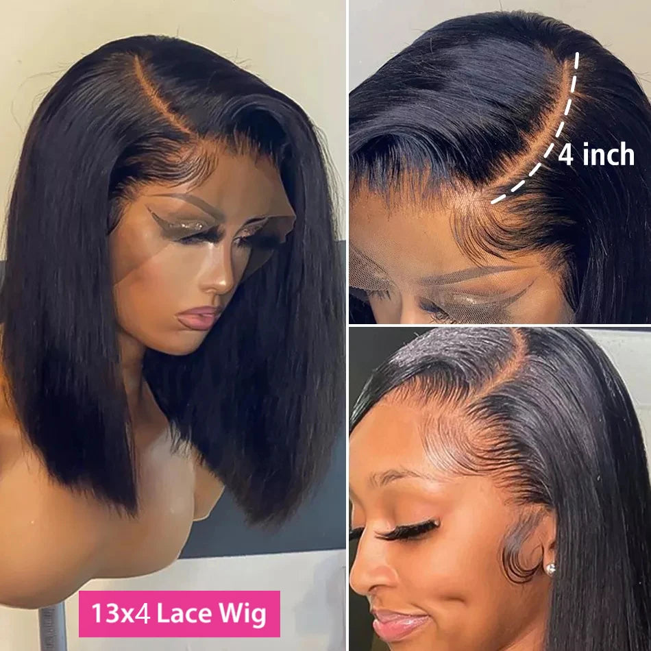 Perruque Ready To Wear Glueless Wigs Brazilian Bone Straight Short Bob Human Hair Wigs Pre Plucked 13x4 HD Transparent Cheap Wig