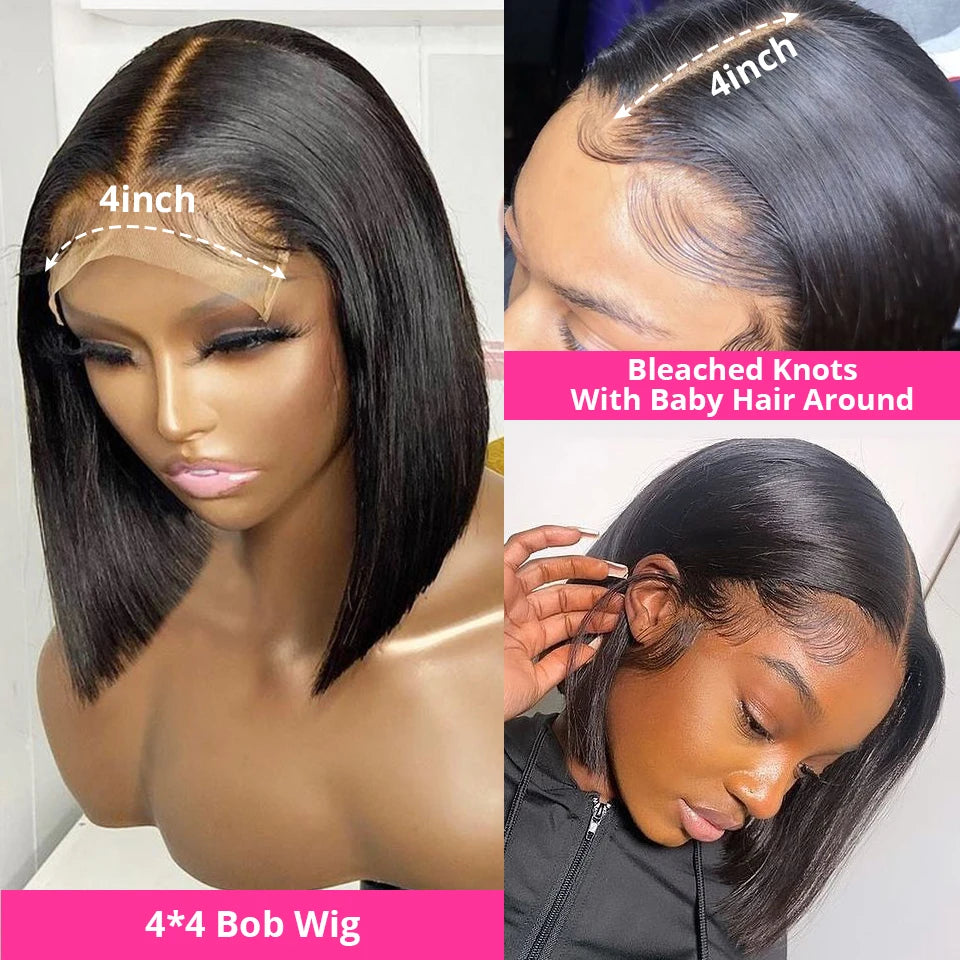 Perruque Ready To Wear Glueless Wigs Brazilian Bone Straight Short Bob Human Hair Wigs Pre Plucked 13x4 HD Transparent Cheap Wig