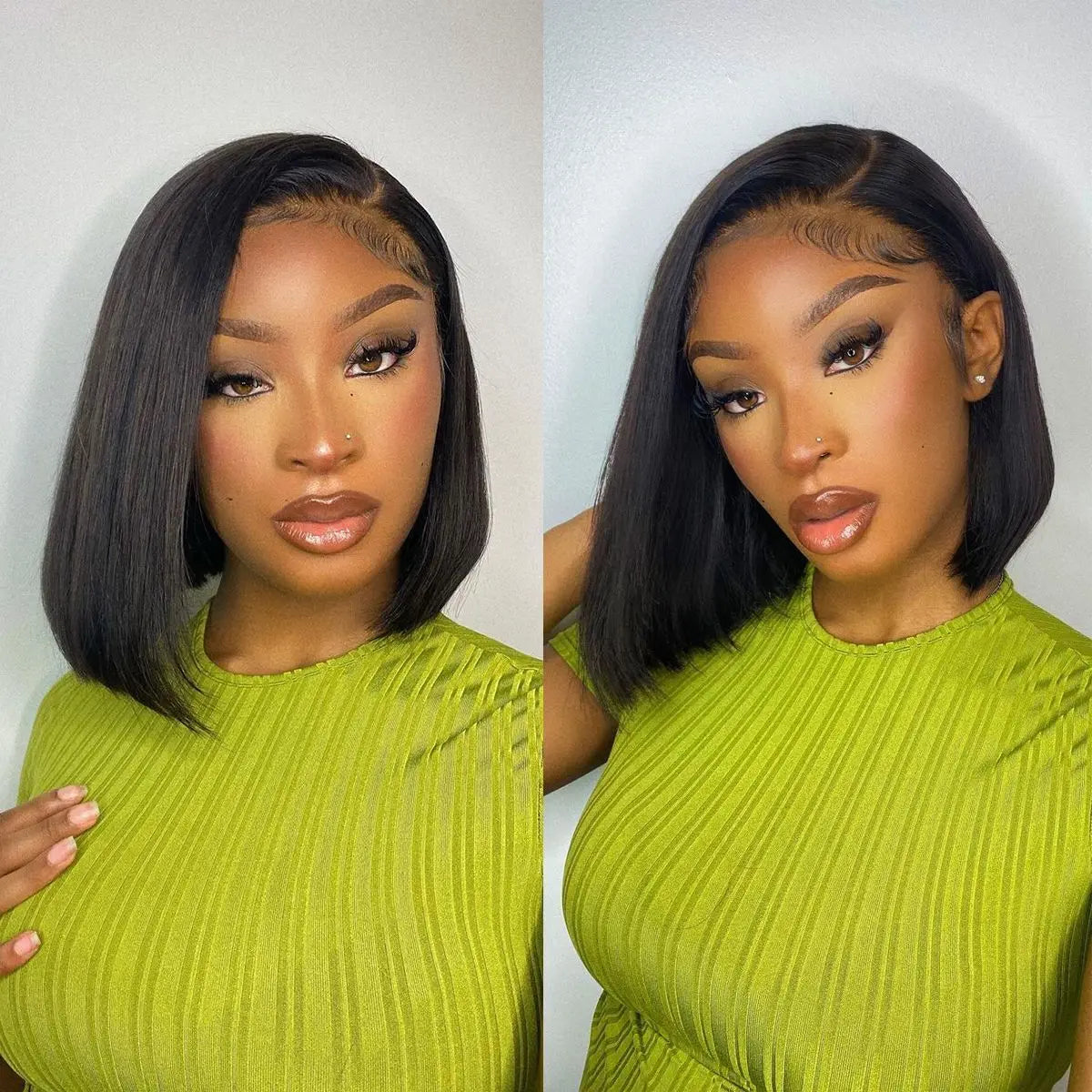Wear And Go Glueless Short Bob Wigs Brazilian Straight HD Transparent Lace Front Human Hair Wigs Perruque Cheveux Humain 180%