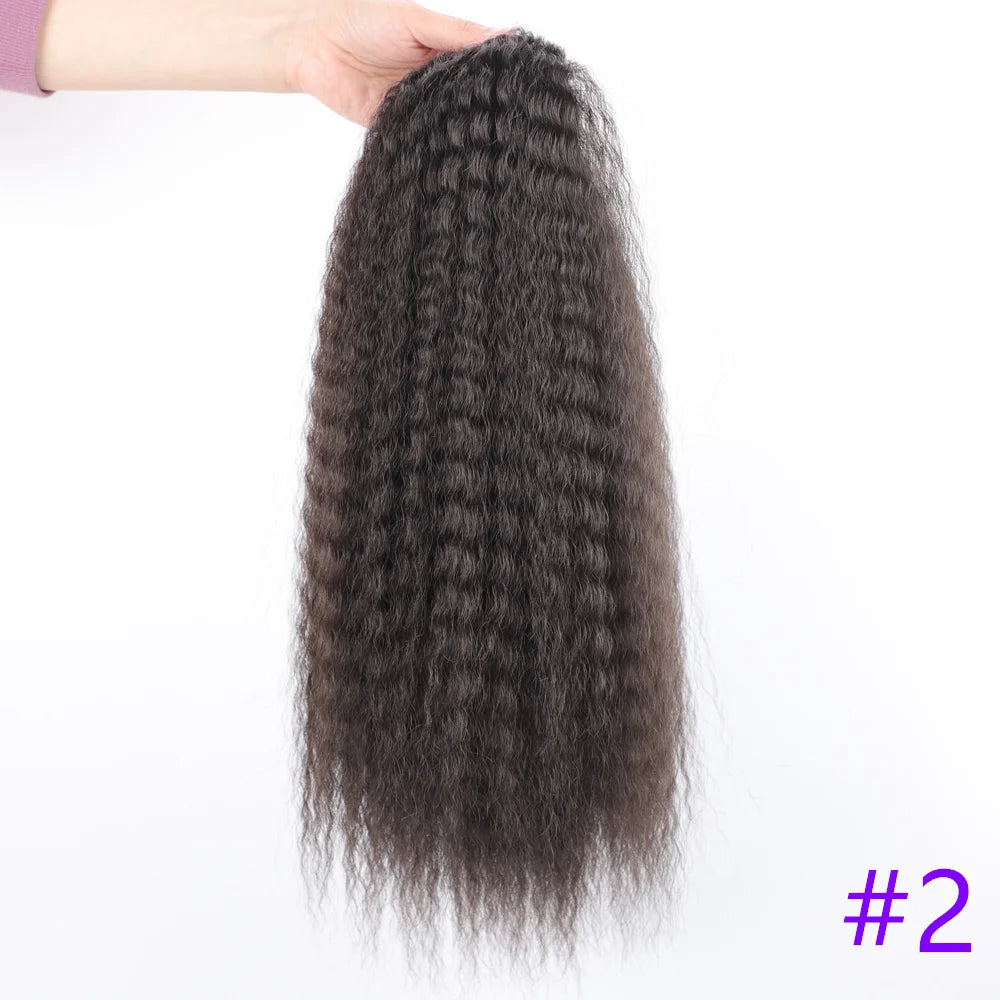 Fake Synthetic Drawstring Ponytail Elastic Hair Extension For Women Kinky Curly Ponytail Synthetic Hair High Puff Afro Hairpiece
