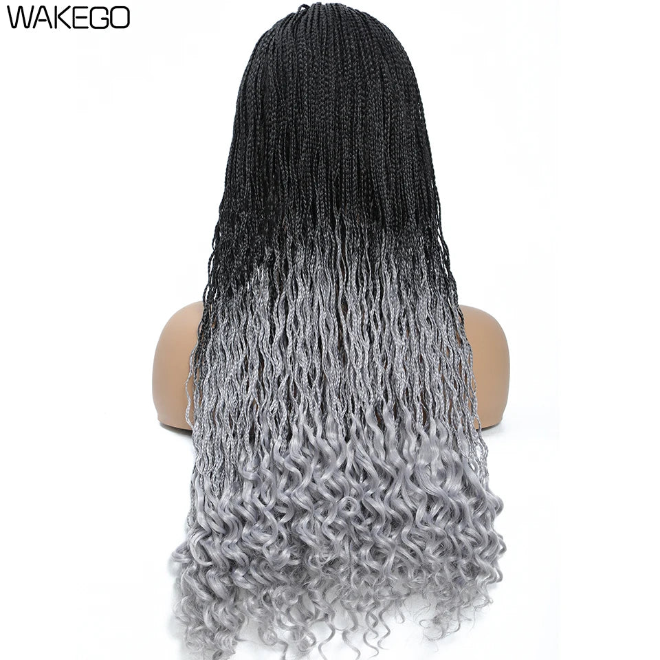 Wakego Wig Crochet Box Braid Headband Wigs Headband Box Braided Wig Perruque Bandeau Synthetic Braiding Hair peruca Box Braids