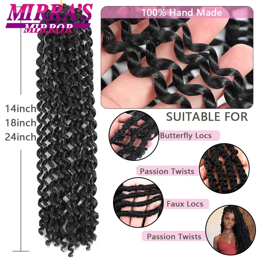 Passion Twist Hair 14/18/24 Inch Water Wave Synthetic Braids for Passion Twist Crochet Braiding Hair Goddess Locs Hair Extension