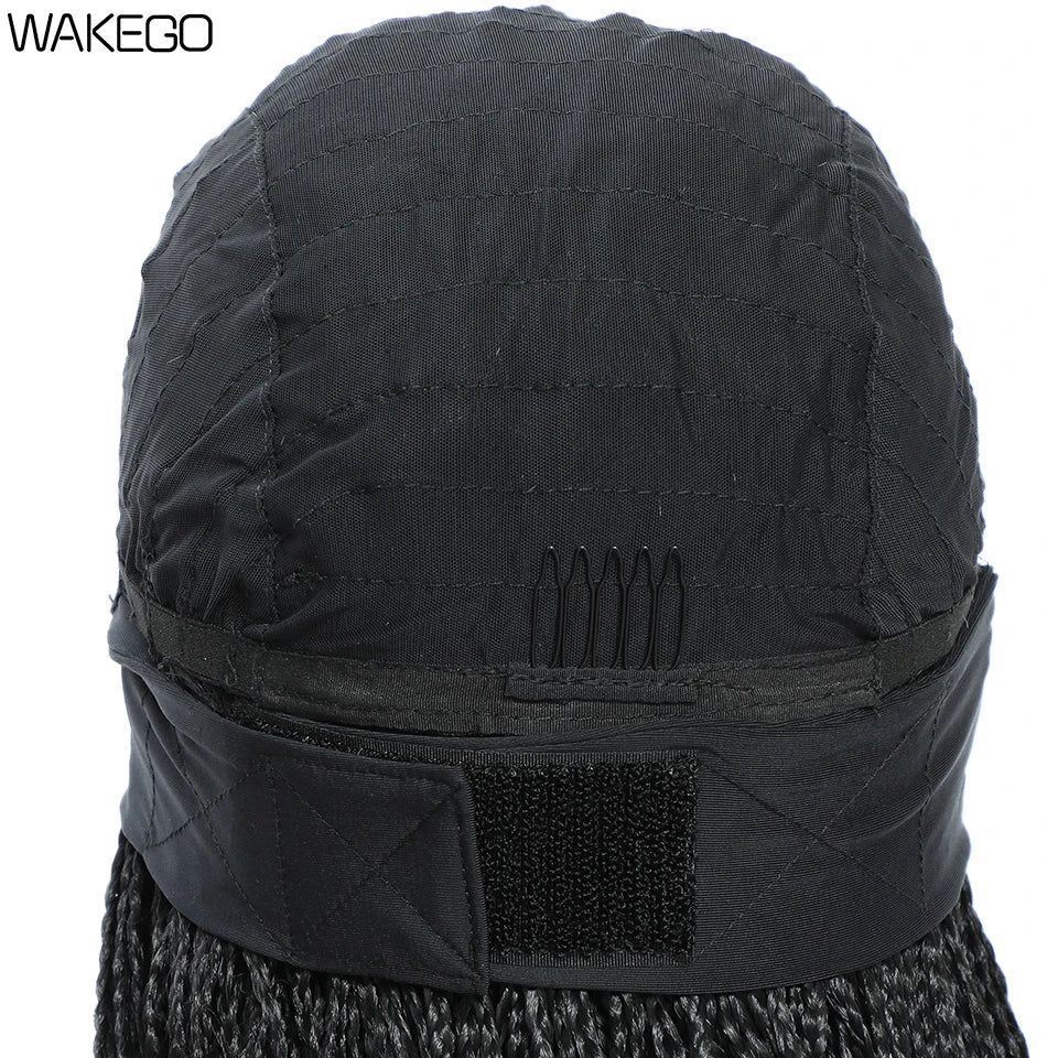 Wakego Wig Crochet Box Braid Headband Wigs Headband Box Braided Wig Perruque Bandeau Synthetic Braiding Hair peruca Box Braids