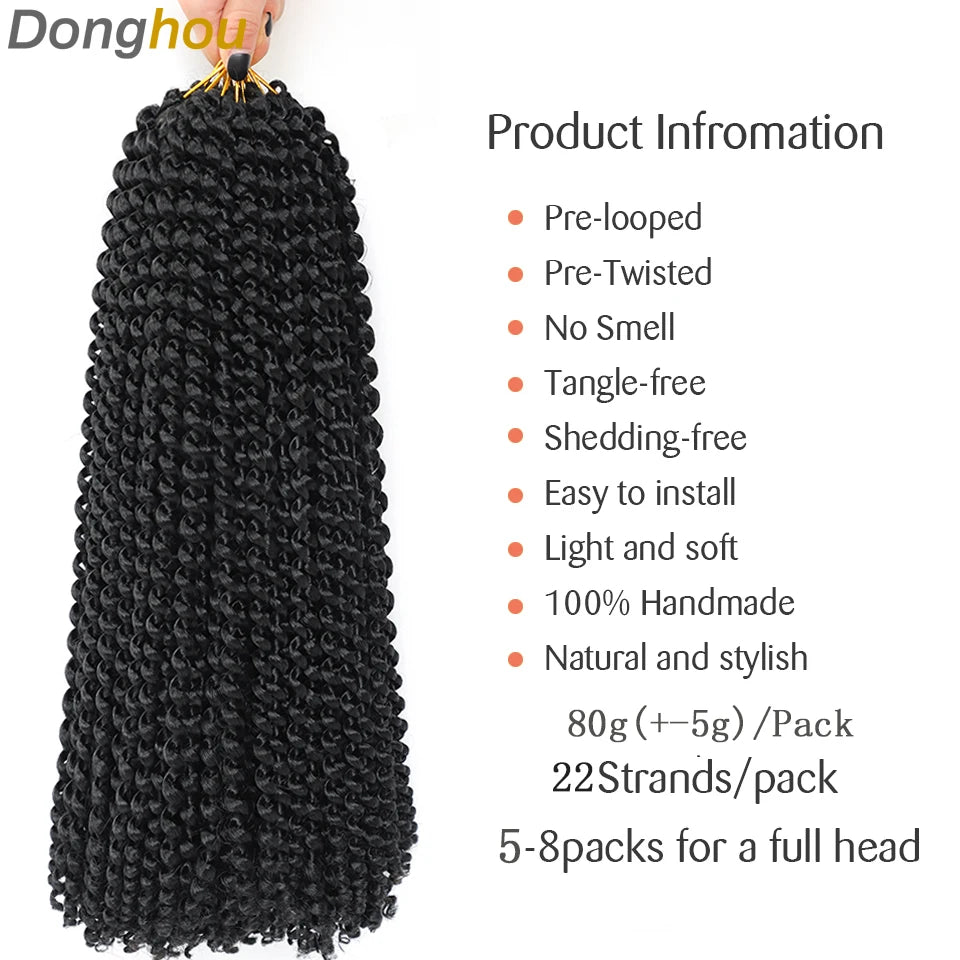 1-9 Packs Meches Passion Twist Crochet Hair 18 Inch 22 Strands Passion Twist Braiding Hair Synthetic Braids Long Bohemian Hair