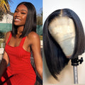 Wear And Go Glueless Short Bob Wigs Brazilian Straight HD Transparent Lace Front Human Hair Wigs Perruque Cheveux Humain 180%