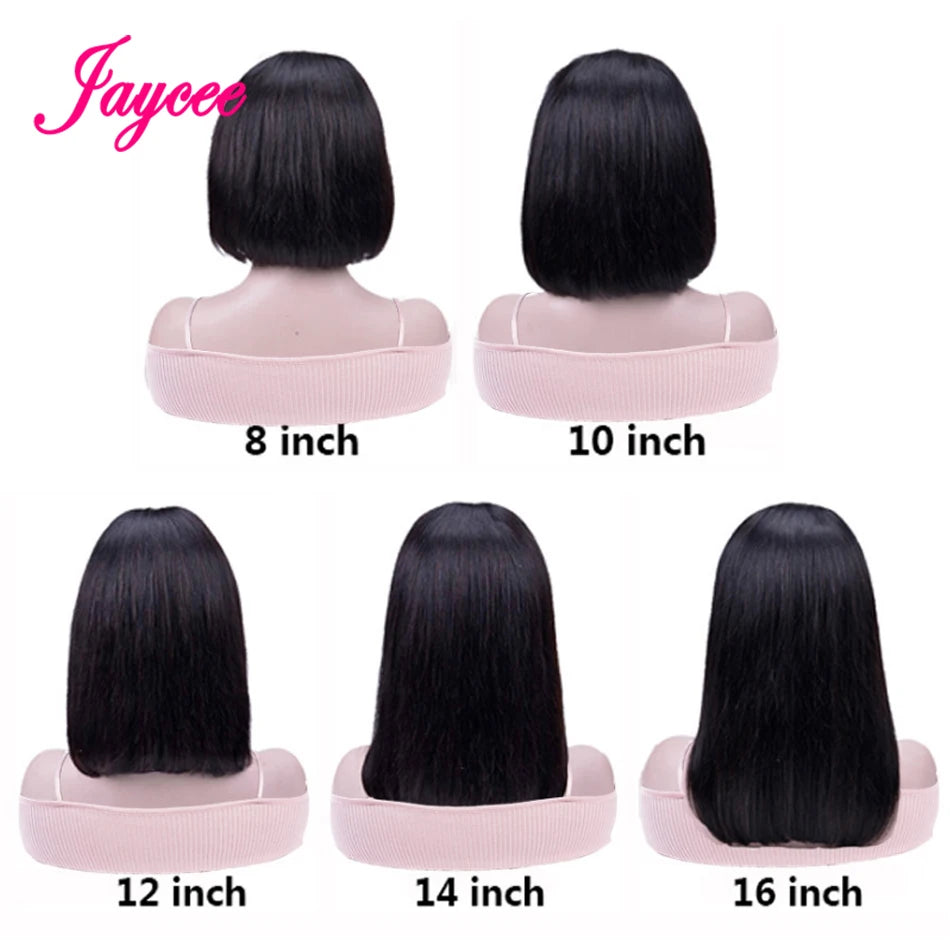 Wear And Go Glueless Short Bob Wigs Brazilian Straight HD Transparent Lace Front Human Hair Wigs Perruque Cheveux Humain 180%