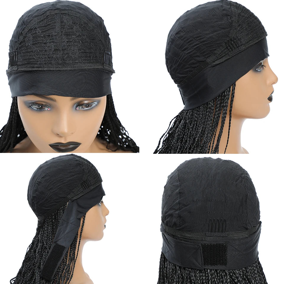 Wakego Wig Crochet Box Braid Headband Wigs Headband Box Braided Wig Perruque Bandeau Synthetic Braiding Hair peruca Box Braids