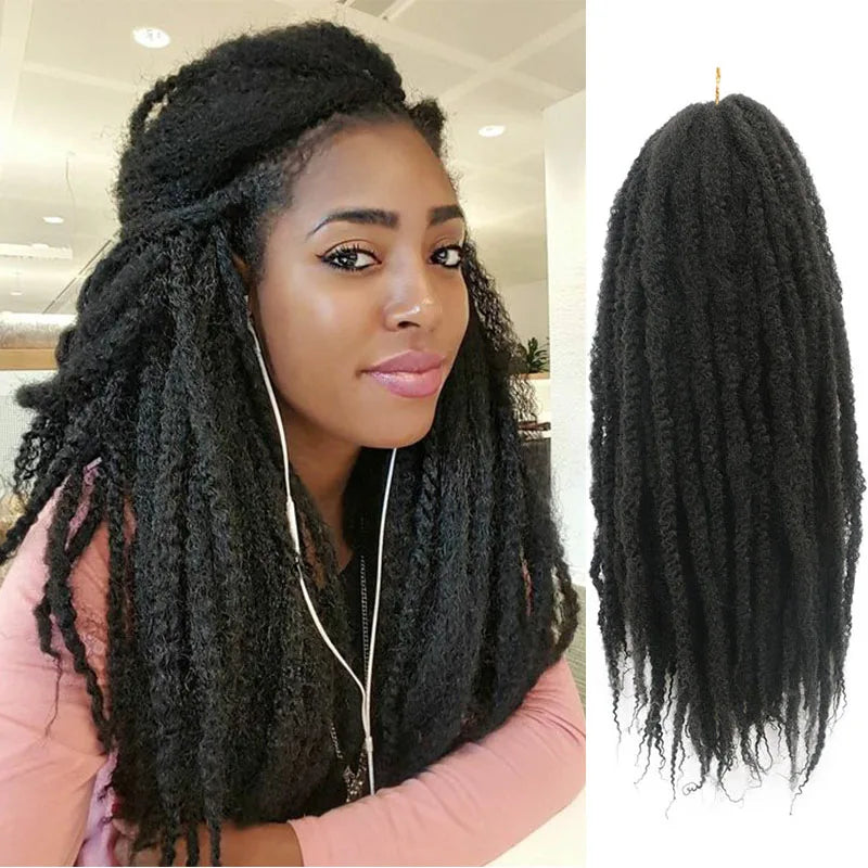 Marley Hair for Twists 18 Inch Long Afro Kinky Marley Braids Hair Kanekalon Synthetic Marley Braiding Hair Extensions Heymidea