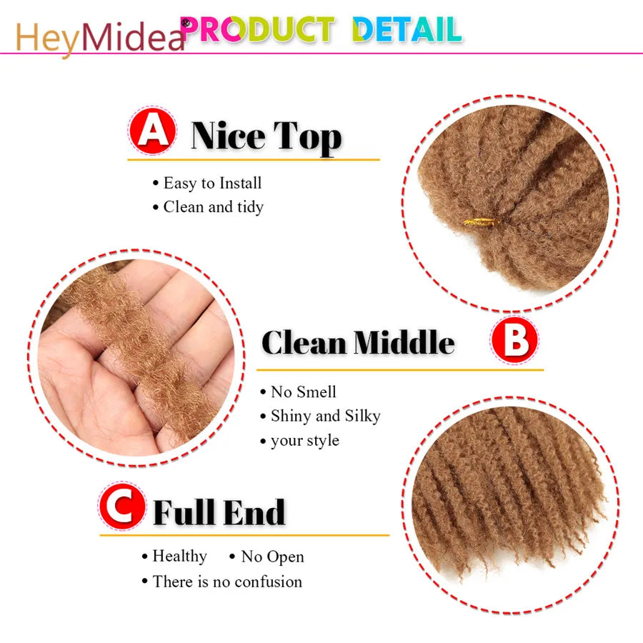 Marley Hair for Twists 18 Inch Long Afro Kinky Marley Braids Hair Kanekalon Synthetic Marley Braiding Hair Extensions Heymidea