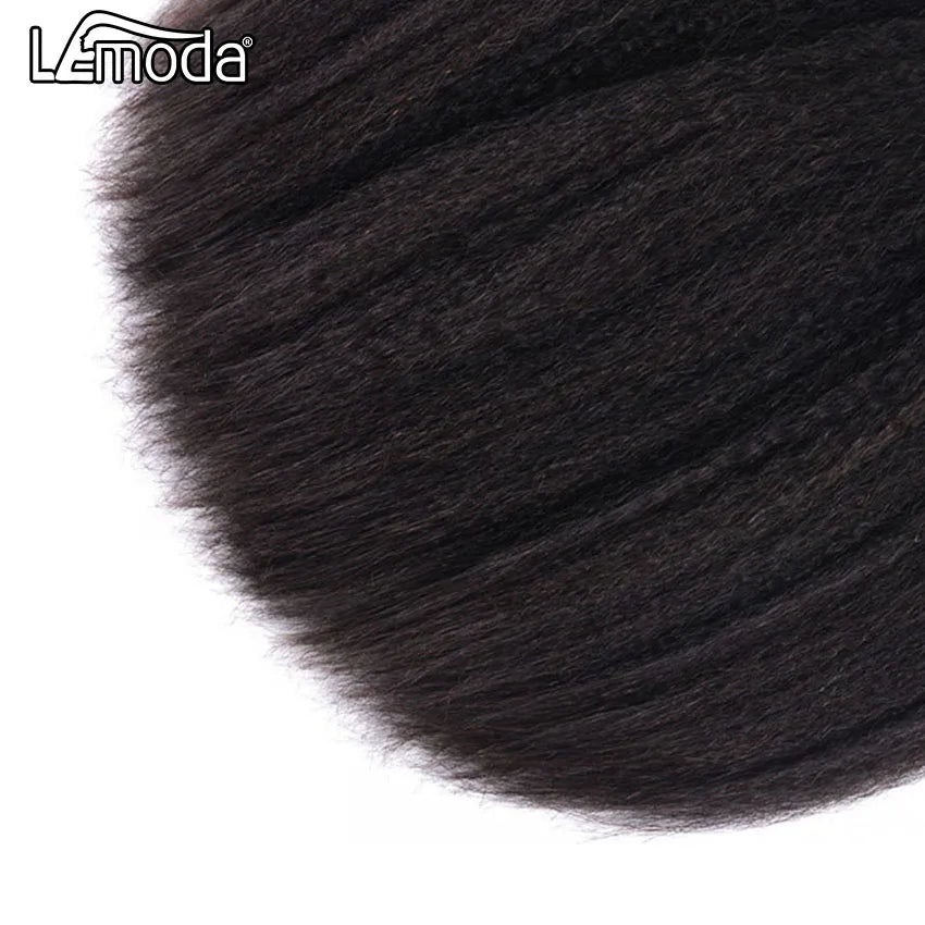 Kinky Straight Human Hair Bundles 28 30 Inch Brazilian Yaki Bundles Remy Natural Hair Weave Extension 1 3 4 Bundles Lemoda