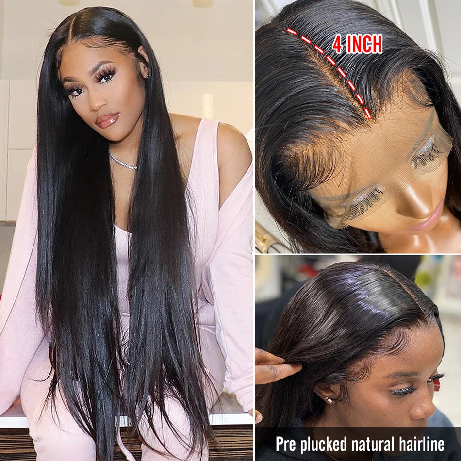 Wear And Go Glueless 13×4 Bone Straight Lace Front Human Hair Wigs Tissage Lace Closure Wigs For Women Perruque Cheveux Humain