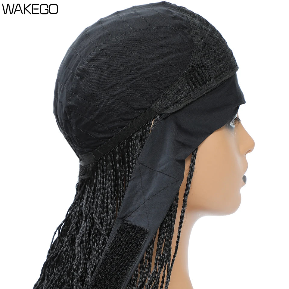 Wakego Wig Crochet Box Braid Headband Wigs Headband Box Braided Wig Perruque Bandeau Synthetic Braiding Hair peruca Box Braids