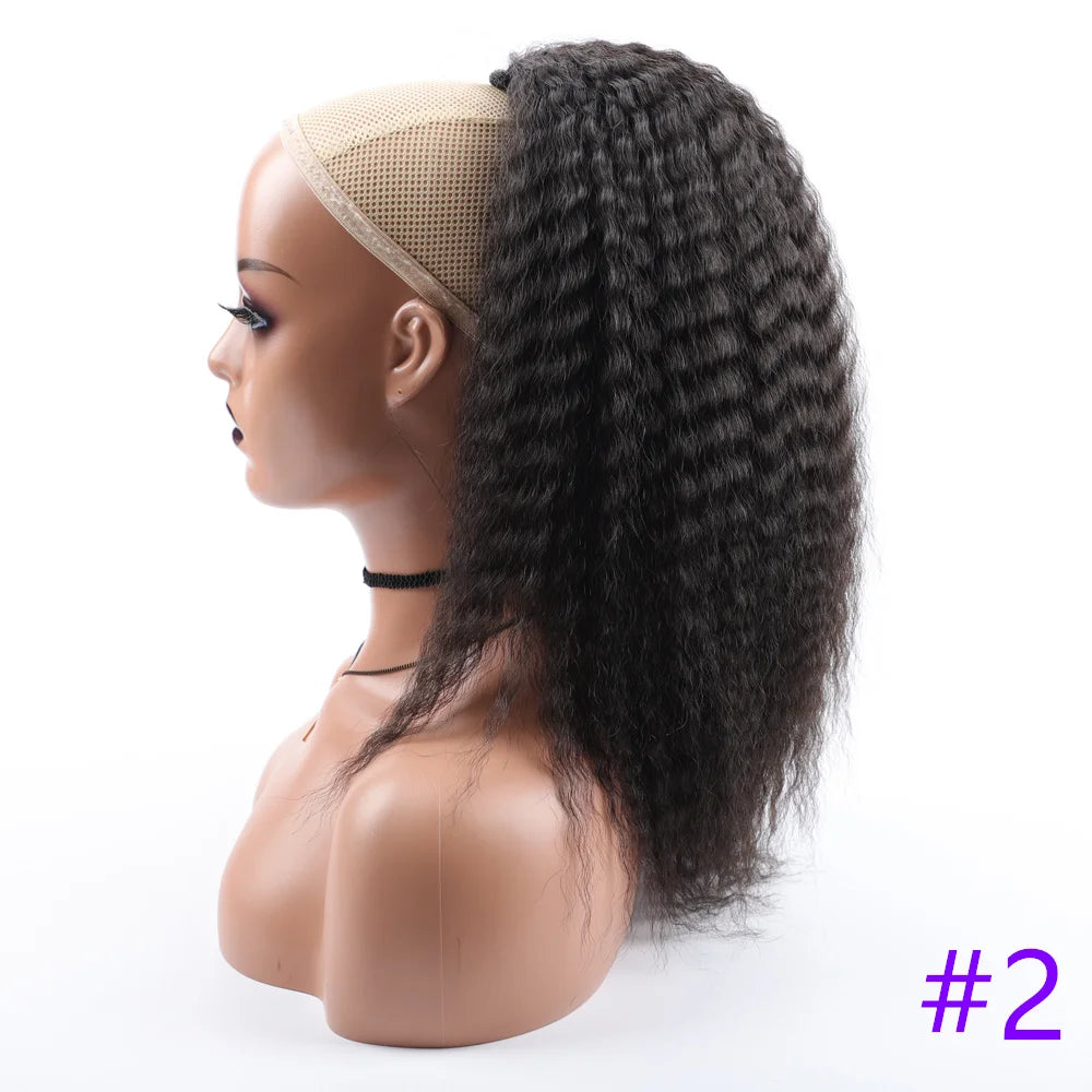 Fake Synthetic Drawstring Ponytail Elastic Hair Extension For Women Kinky Curly Ponytail Synthetic Hair High Puff Afro Hairpiece