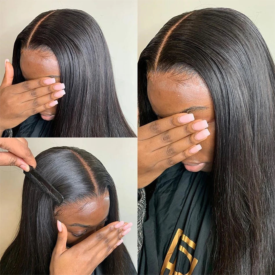 Wear And Go Glueless 13×4 Bone Straight Lace Front Human Hair Wigs Tissage Lace Closure Wigs For Women Perruque Cheveux Humain
