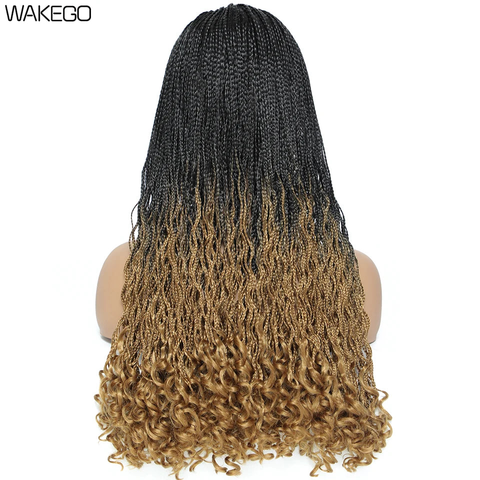 Wakego Wig Crochet Box Braid Headband Wigs Headband Box Braided Wig Perruque Bandeau Synthetic Braiding Hair peruca Box Braids