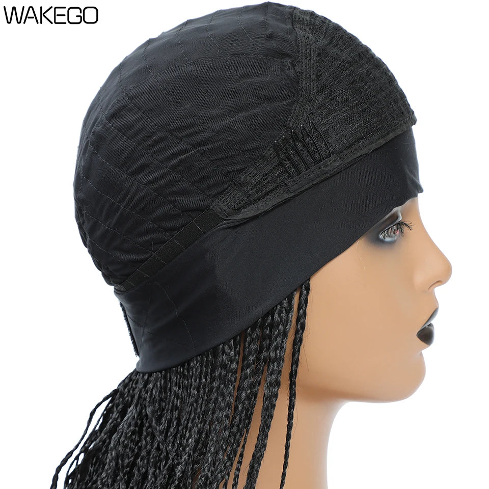 Wakego Wig Crochet Box Braid Headband Wigs Headband Box Braided Wig Perruque Bandeau Synthetic Braiding Hair peruca Box Braids