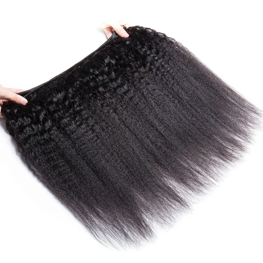 Kinky Straight Human Hair Bundles 28 30 Inch Brazilian Yaki Bundles Remy Natural Hair Weave Extension 1 3 4 Bundles Lemoda