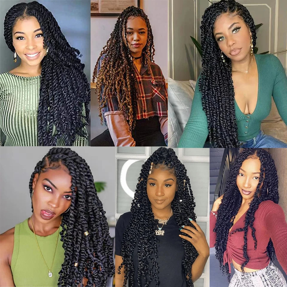 1-9 Packs Meches Passion Twist Crochet Hair 18 Inch 22 Strands Passion Twist Braiding Hair Synthetic Braids Long Bohemian Hair