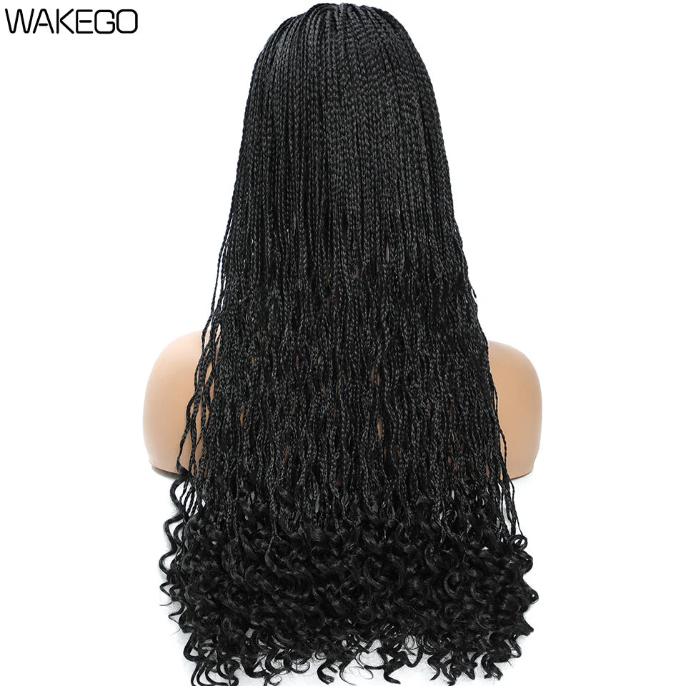 Wakego Wig Crochet Box Braid Headband Wigs Headband Box Braided Wig Perruque Bandeau Synthetic Braiding Hair peruca Box Braids