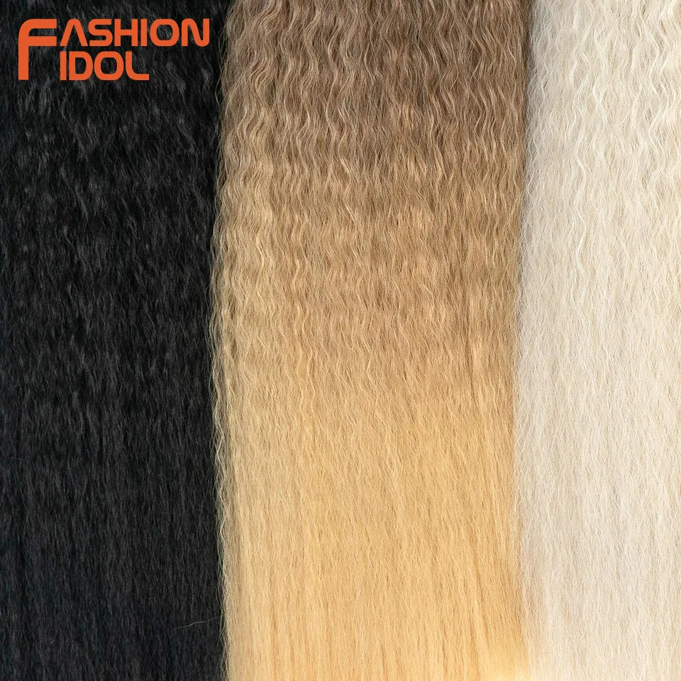 FASHION IDOL 22-26 inch 300g/6pcs Loose Curly Hair Synthetic Weave Hair Bundles Ombre Brown Heat Resistant Fiber Hair Extensions
