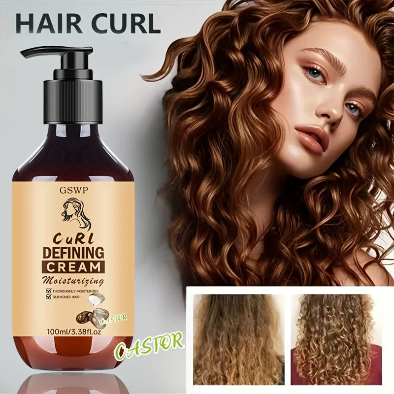 GSWP Castor Oil Curl Defining Cream, Delivers shine, tames frizz, provides lightweight hydration, nourishes, defines hair,100ml.