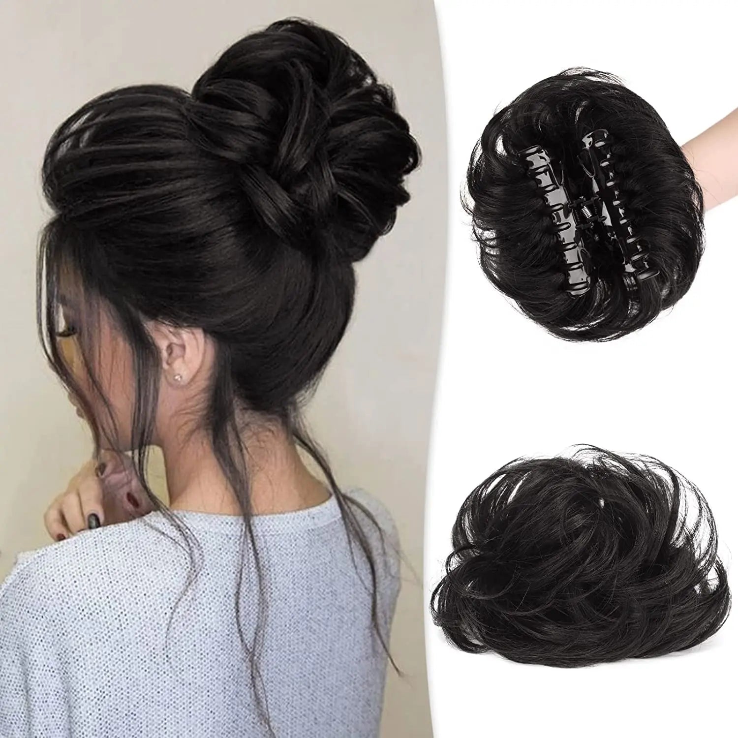Messy Hair Bun Hair Scrunchies Extension Curly Wavy Messy Synthetic Chignon for Women Updo Hairpieces
