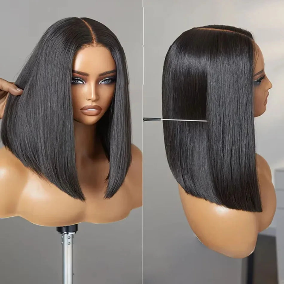 250% Density Straight Wear And Go Glueless Bob Wig For Women Ready To Go Human Hair Wigs 13x4 Lace Closure Wig 100% Human Hair