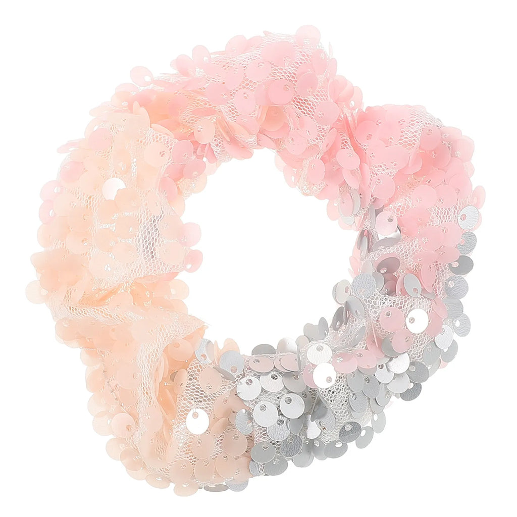 Sequin Mermaid Hair Scrunchies Dual Ponytail Holders Sparkly Elastic Hair Ties For Party Dance Costume Cosplay