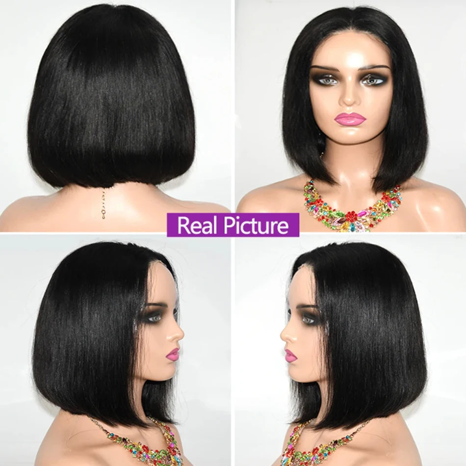 250% Density Straight Wear And Go Glueless Bob Wig For Women Ready To Go Human Hair Wigs 13x4 Lace Closure Wig 100% Human Hair