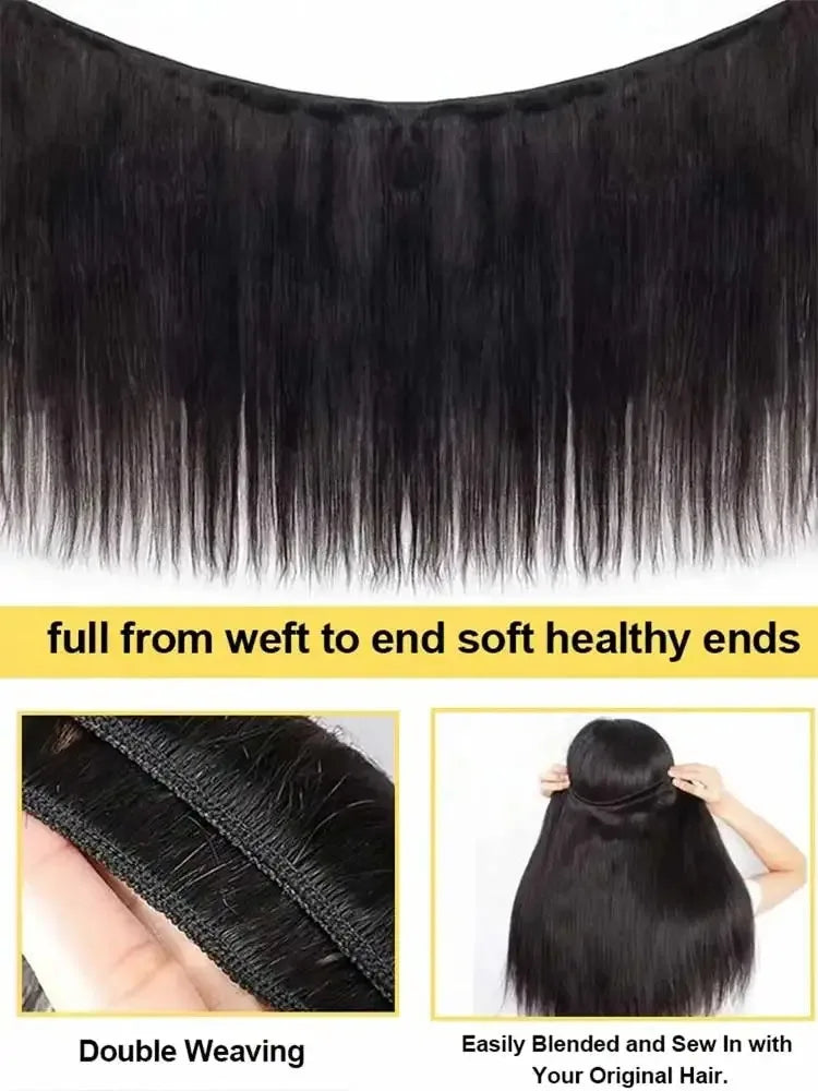 100% Human Hair 30 40 Inch Raw Virgin Unprocessed Extensions Bone Straight Human Hair 4 Bundles Double Weft Bulk Braiding Hair