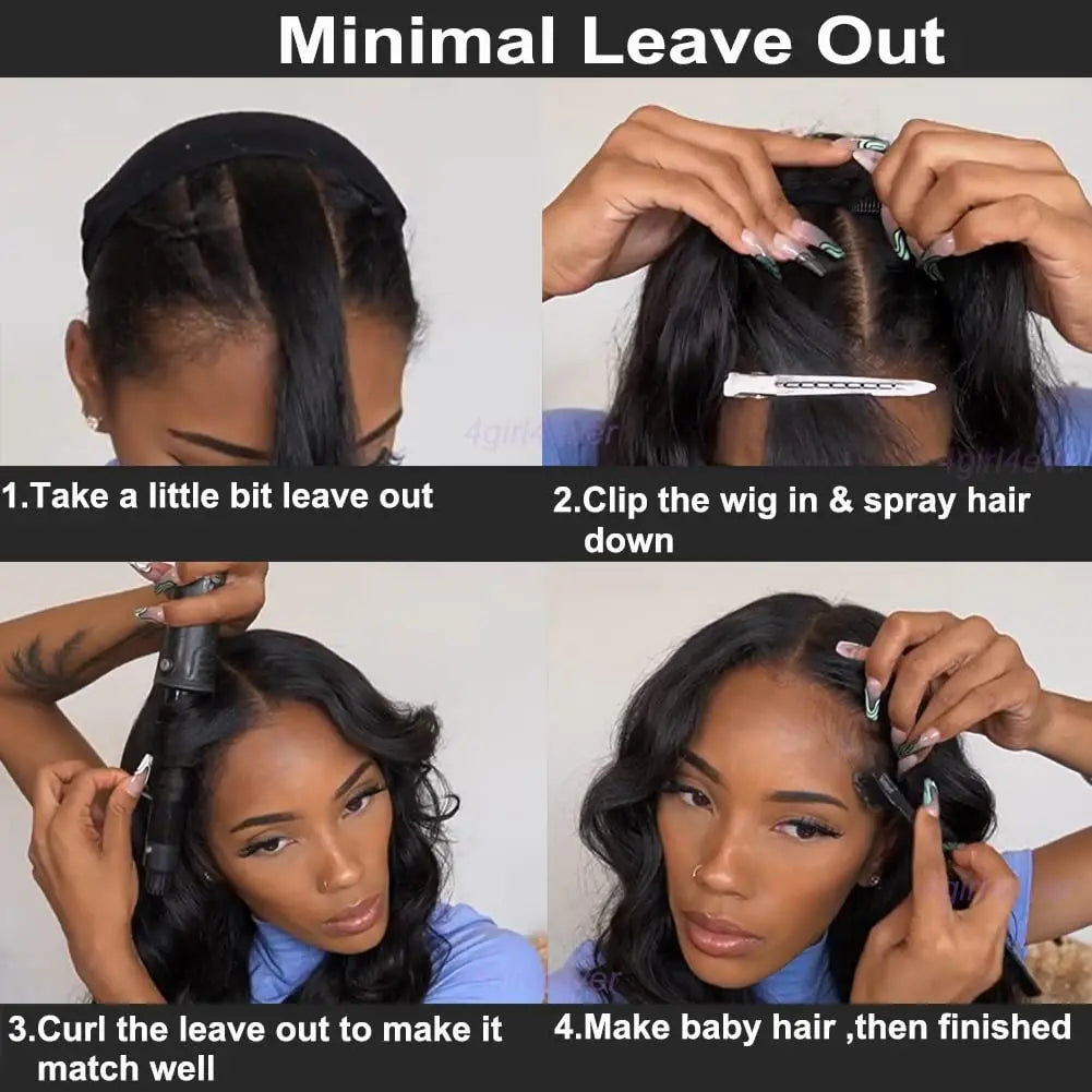 V Part Wig Human Hair Body Wave Remy Raw Human Hair 32 Inch 180% No Glue Brazilian Loose Wavy V Part Human Hair Wigs for Women
