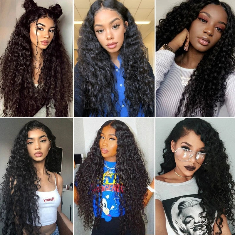 Wig for Women, African Small Curls, Fashionable Middle-Parted Long Curly Hair, Corn Perm Synthetic Fiber Wig Headgear