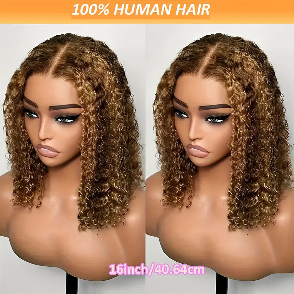 Glueless Lace Wigs Bob Wig Human Hair 100% Deep Wave Short Human Hair Wigs Highlight 5X5 Hd Lace Closure Wig Pre Plucked Pre Cut