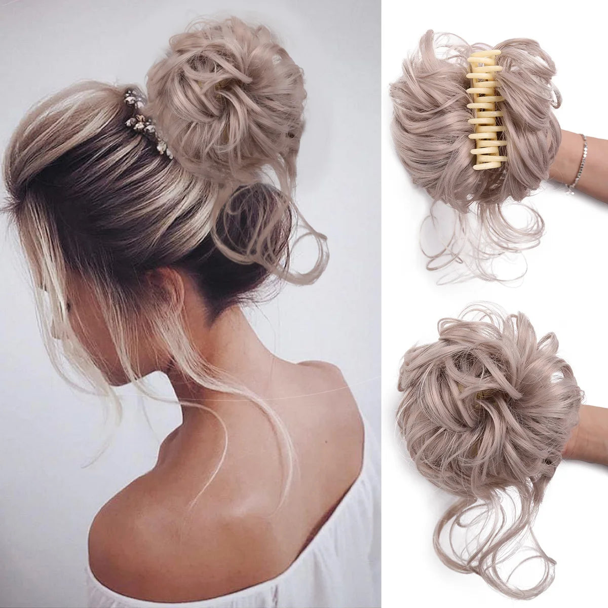 Messy Bun Hair Piece Tousled Updo H air Extensions With Elastic Hair Bands Curly Hair Bun Scrunchie for Women Girls