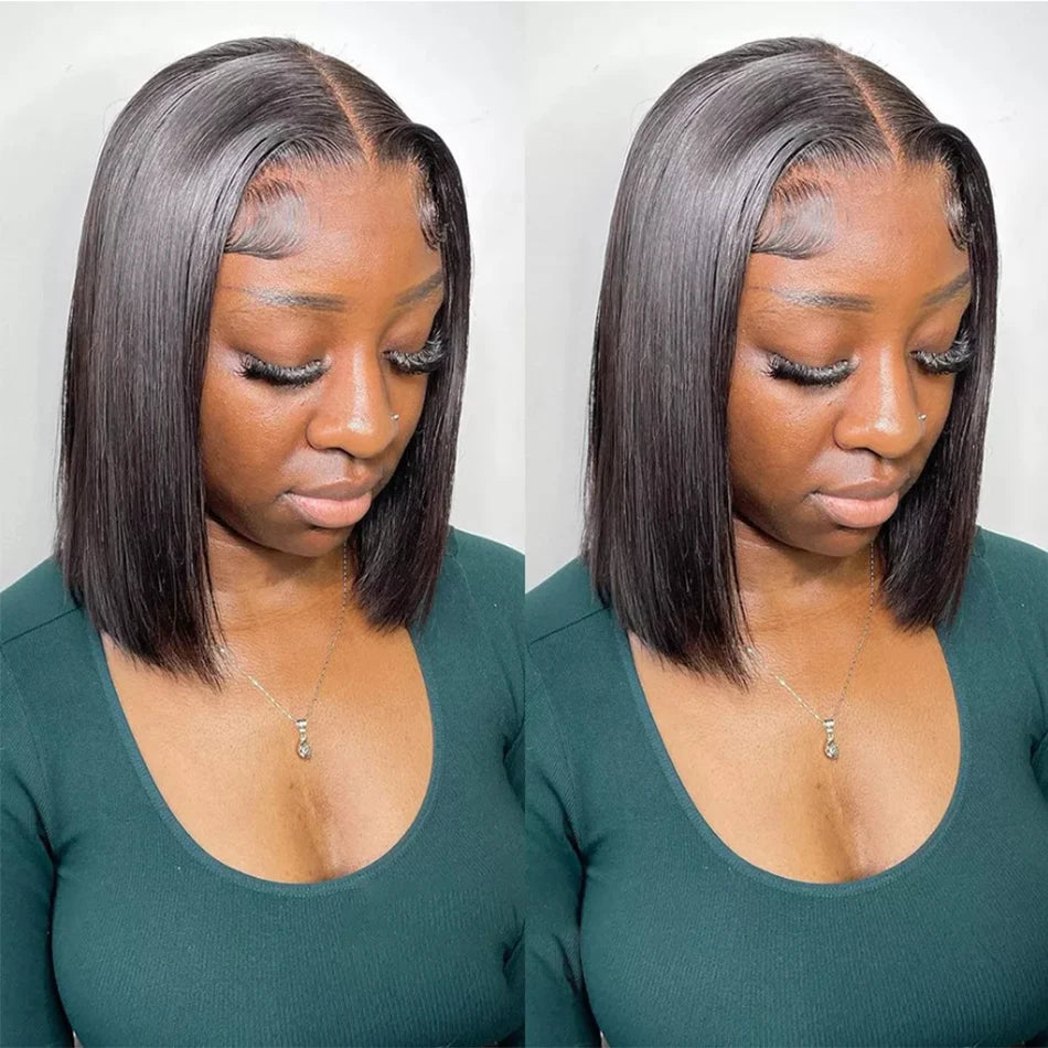 Perruque Ready To Wear Glueless Wigs Brazilian Bone Straight Short Bob Human Hair Wigs Pre Plucked 13x4 HD Transparent Cheap Wig