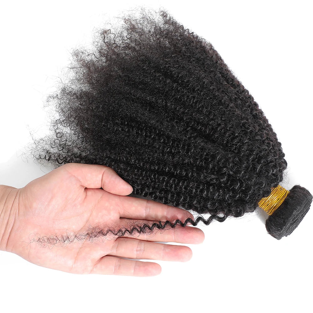 Raw Indian Afro Kinky Curly Human Hair Bundles 4B 4C Natural Virgin Curly Soft Real Human Hair Weave Bundle Hair Extension Weft