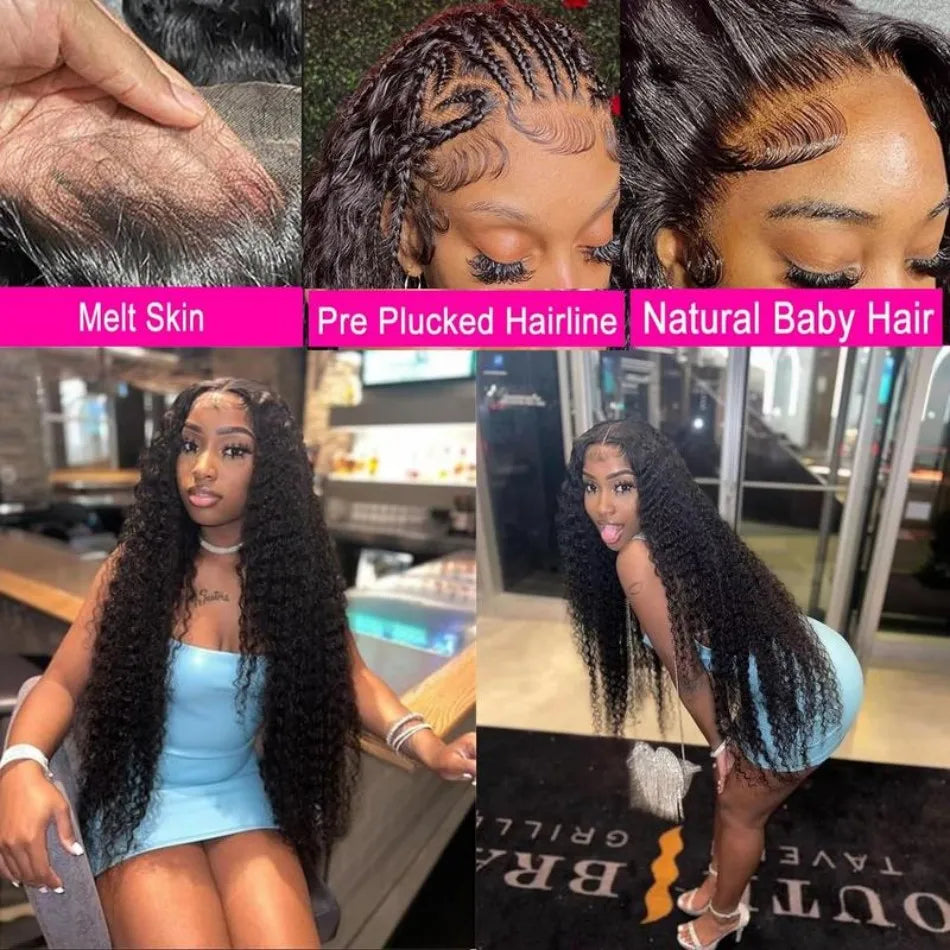 Curly Human Hair Wigs 13X6 Hd Lace Frontal Wig Deep Wave Lace Front Wigs 250 Density Water Wave Brazilian Wigs Original 40 Inch