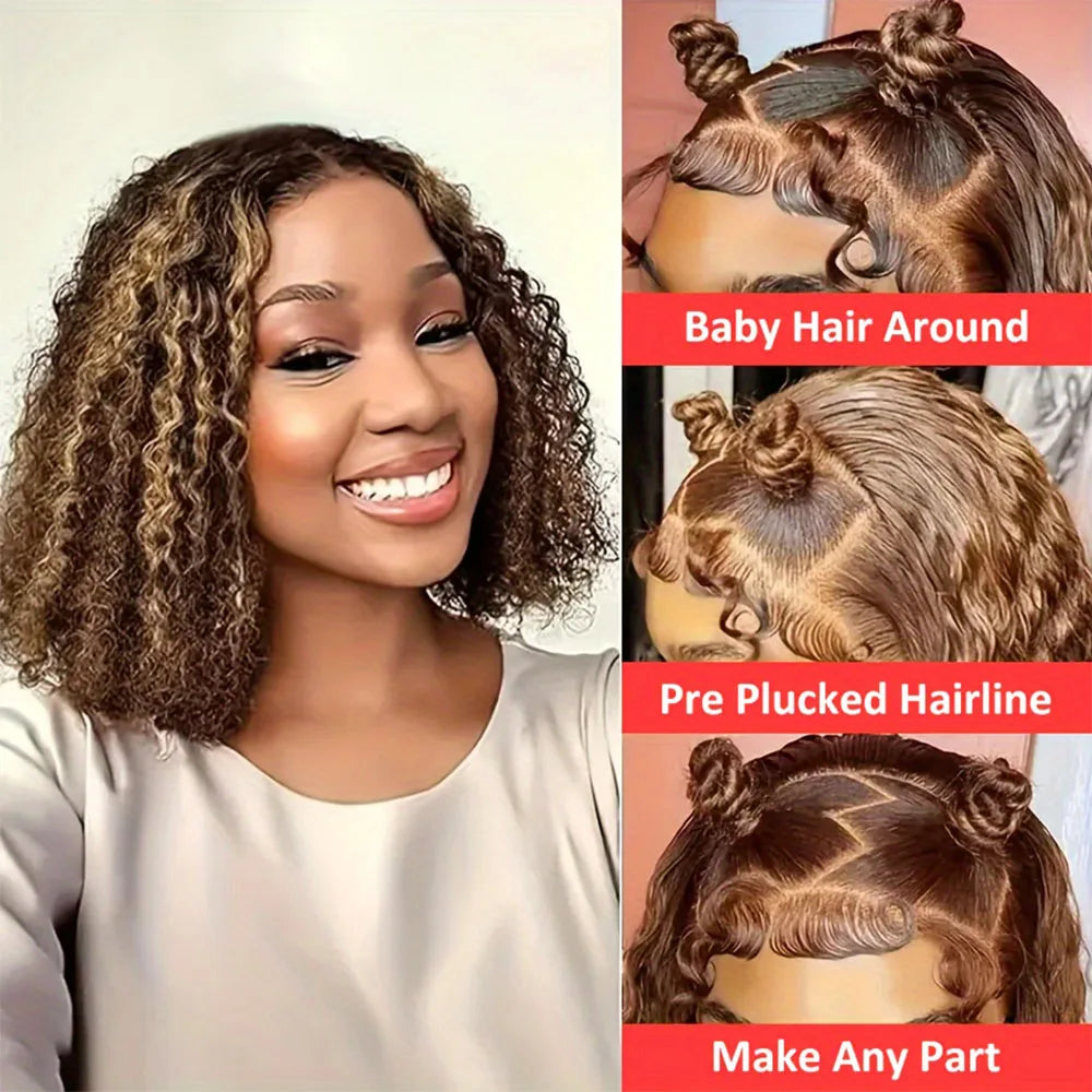 Glueless Lace Wigs Bob Wig Human Hair 100% Deep Wave Short Human Hair Wigs Highlight 5X5 Hd Lace Closure Wig Pre Plucked Pre Cut
