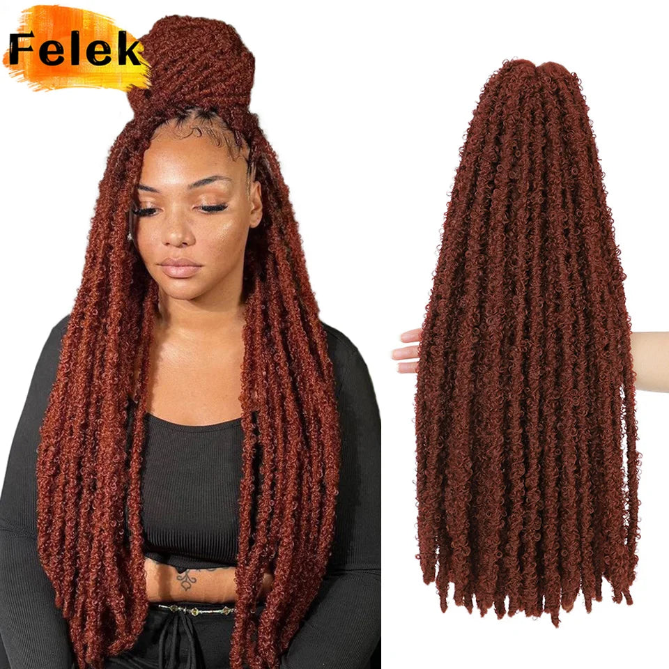 Long Distressed Braids Hair 24 36 Inch Synthetic Pre Looped Butterfly Locs Crochet Braids Extensions For Afro Women Faux Locks