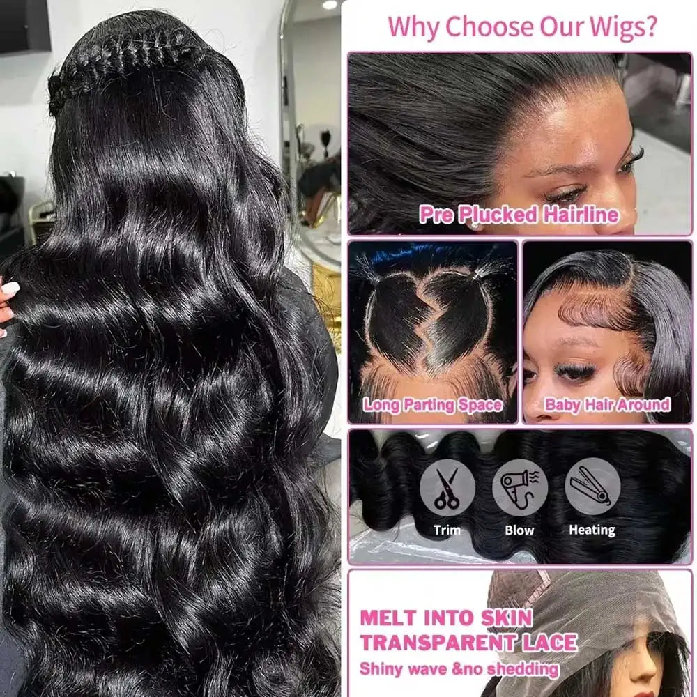 40 42 Inch Body Wave Human Hair Wigs 13x4 13X6 HD Lace Frontal Wig Human Hair Remy 5x5 Gluless Lace Closure Wigs For Women