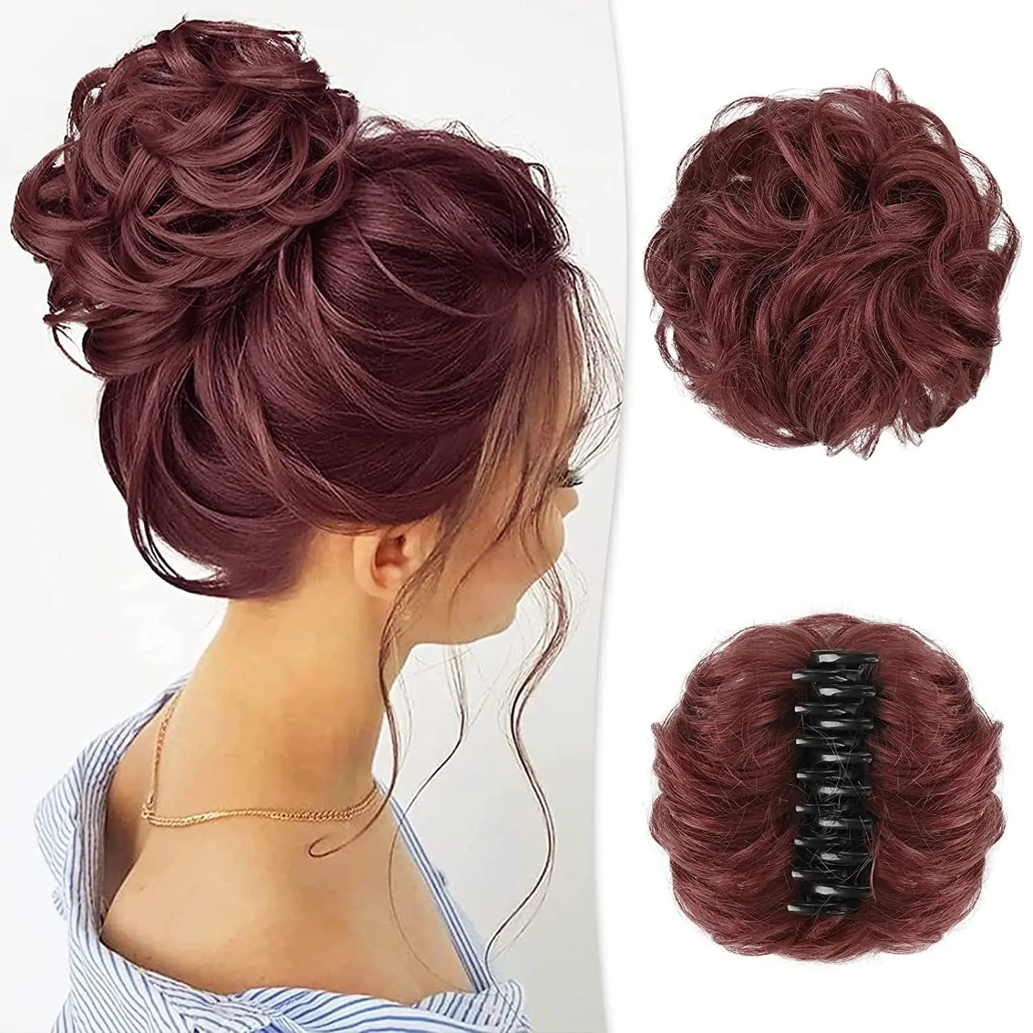 Messy Hair Bun Hair Scrunchies Extension Curly Wavy Messy Synthetic Chignon for Women Updo Hairpieces